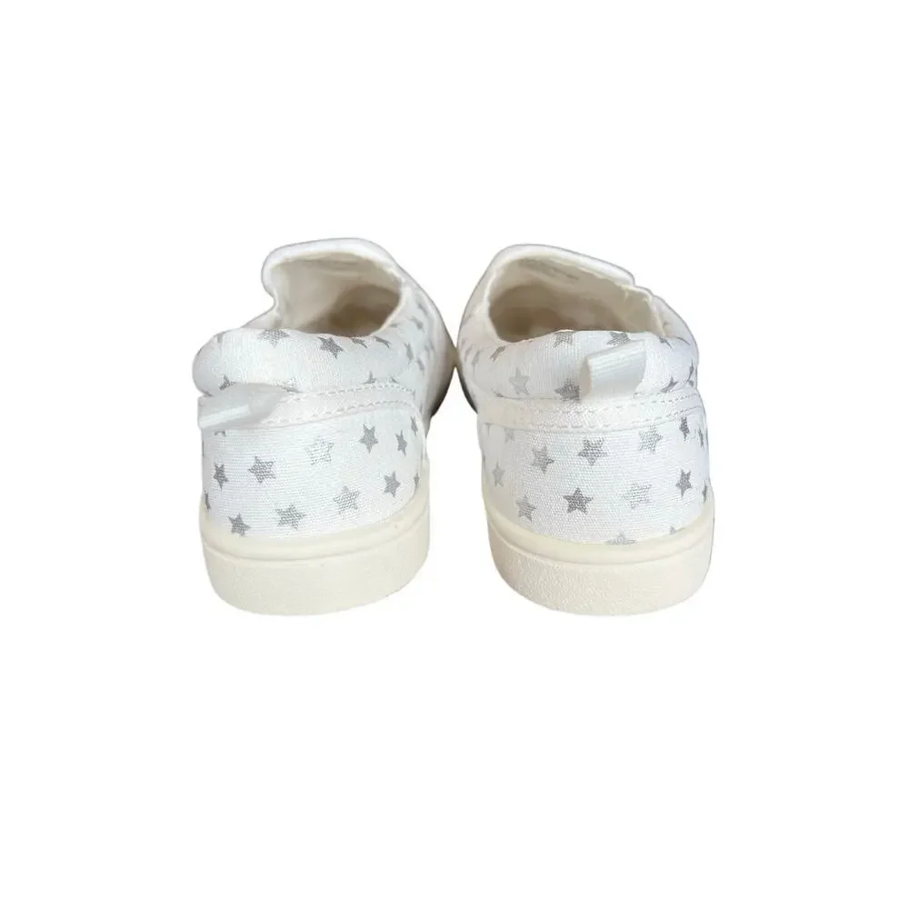 Girls Gap Kids Star Slip-On Sneakers, White/Silver, Size 1, Comfort, Americana